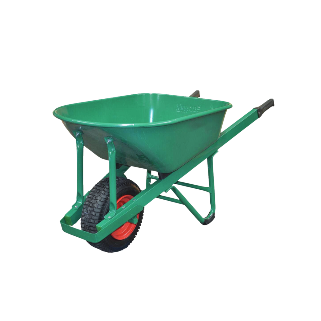 Builders Wheelbarrow - Wide Wheel, Green Steel Tray