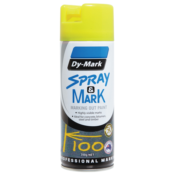 DYMARK Spray and Mark Layout Paint; Fluro Yellow 350gram (ea/12box)