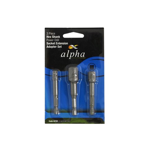 Hex Socket Adaptor Set 3pce - 1/4&quot;, 3/8&quot; &amp; 1/2&quot;