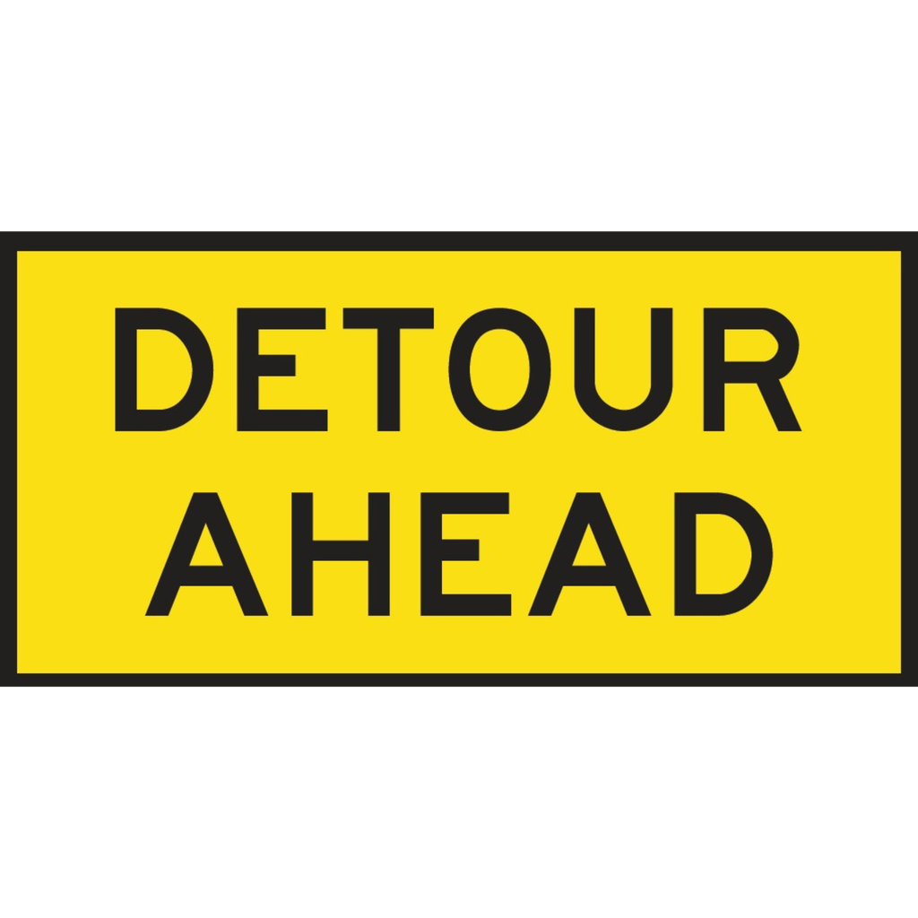 Boxed Edge Sign Metal Class 1W Reflective 1200 x 600mm - Detour Ahead