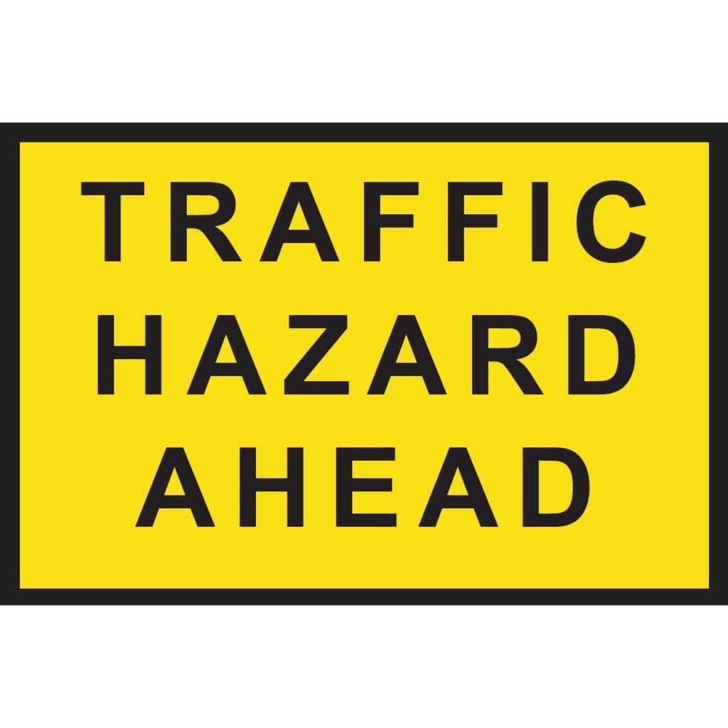 Boxed Edge Sign Metal Class 1W Reflective 1200 x 900mm - Traffic Hazard Ahead