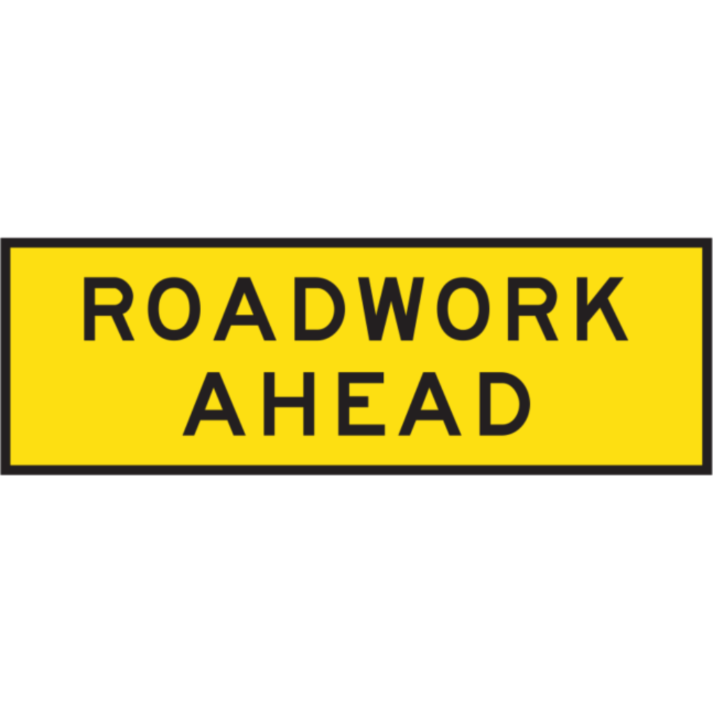 Boxed Edge Sign Metal Class 1W Reflective 2400 x 900mm - Roadwork Ahead