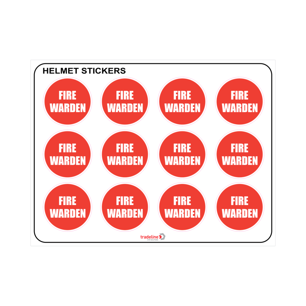 Stickers Hard Hat - Fire Warden (12 per sheet)