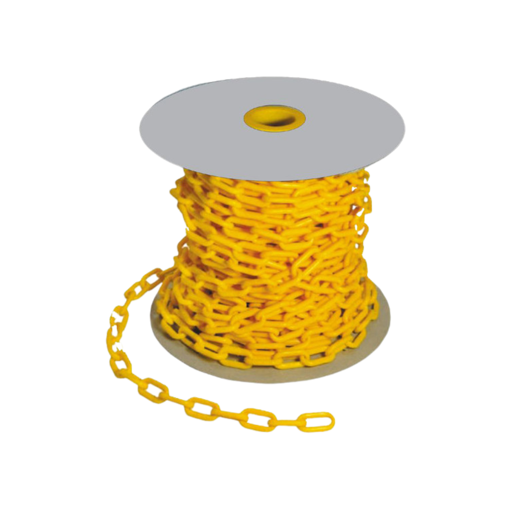 Yellow Plastic Safety Barrier Chain 6mm (25m Roll)