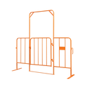 Orange Crowd Control Pedestrian Gate 2200mmW X 1100mmH - Includes Feet c/w Spring