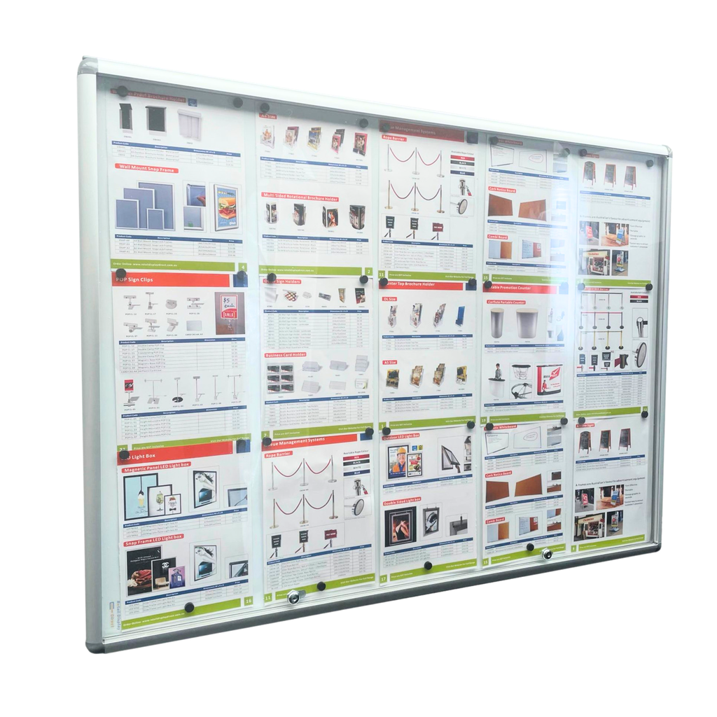 Lockable Indoor Whiteboard Notice Board 890H x 1200W x 35D mm (15xA4)
