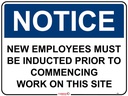Safety Sign 600 x 450mm - New Employees etc