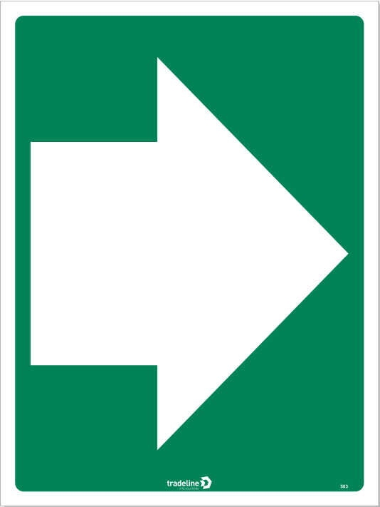 Safety Sign 600 x 450mm - Directional Arrow (Green)