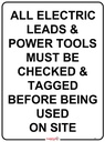 Safety Sign 600 x 450mm - All Electrical Leads etc