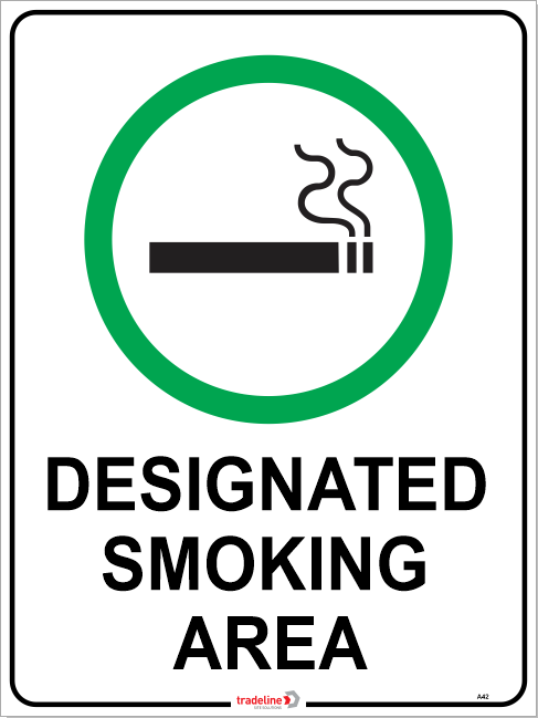 Safety Sign 600 x 450mm - DESIGNATED SMOKING AREA (Symbol)