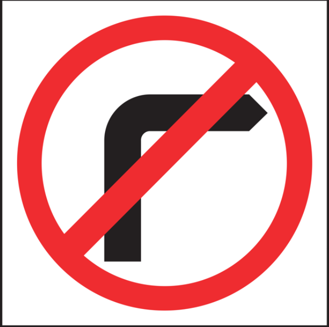 QLD Multi Message 600 x 600mm Class 1 Reflective - No Right Turn Symbol