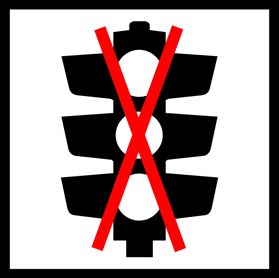 QLD Multi Message 600 x 600mm Class 1 Reflective - Traffic Lights Not In Use Symbol