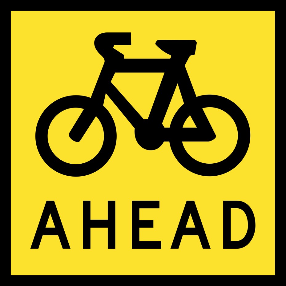 QLD Multi Message 600 x 600mm Class 1 Reflective - Bike (symbol) Ahead