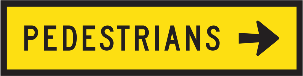 Boxed Edge Sign Metal Class 1W Reflective 1200 x 300mm - Pedestrians (right arrow)