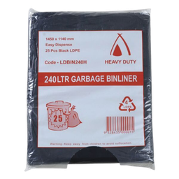 [GARBAG240] 240L Garbage Bags/Wheelie Bin Liners 30 Micron - (Pack of 25)