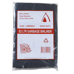 [GARBAG82] 82L Garbage Bags - Black - (Packet 25)