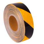 [REFTAPEBY48] Black/Yellow Adhesive Reflective Tape 48mm x 45.7m Class 1