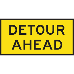 [SIGNT1-6A] Boxed Edge Sign Metal Class 1W Reflective 1200 x 600mm - Detour Ahead