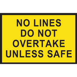 [SIGNT3-12] Boxed Edge Sign Metal Class 1W Reflective 1500 x 900mm - No Lines Do Not Overtake Unless Safe